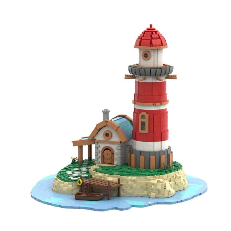 MOC-Medieval-Fairytale-World-Insel-Leuchtturmmodell-Klemmbausteine