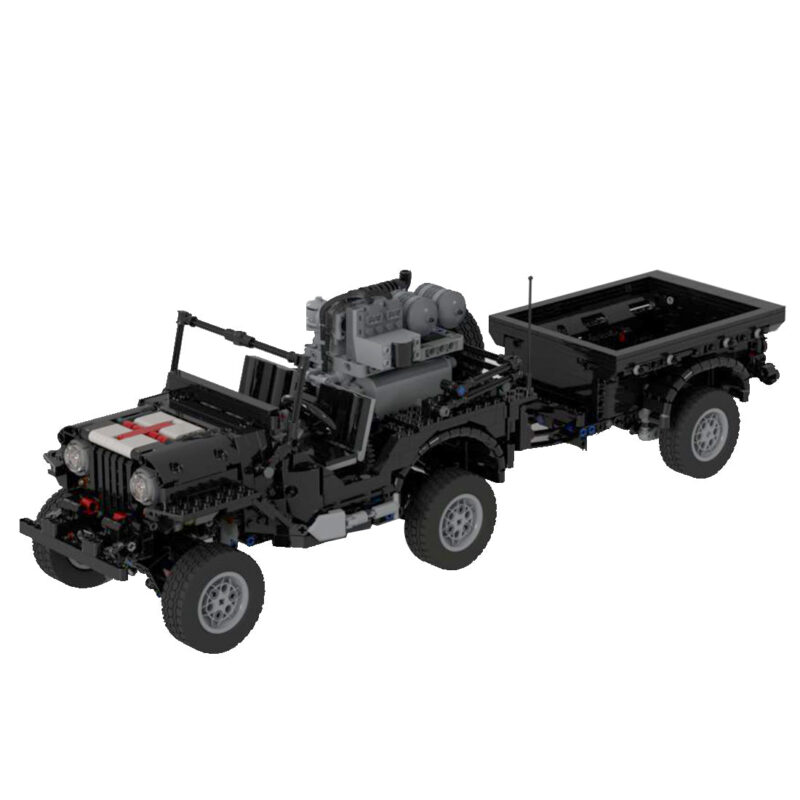 MOC-44696-Militarischer-Gelandewagen-Anhanger-Modell-Medizinische-Version-5