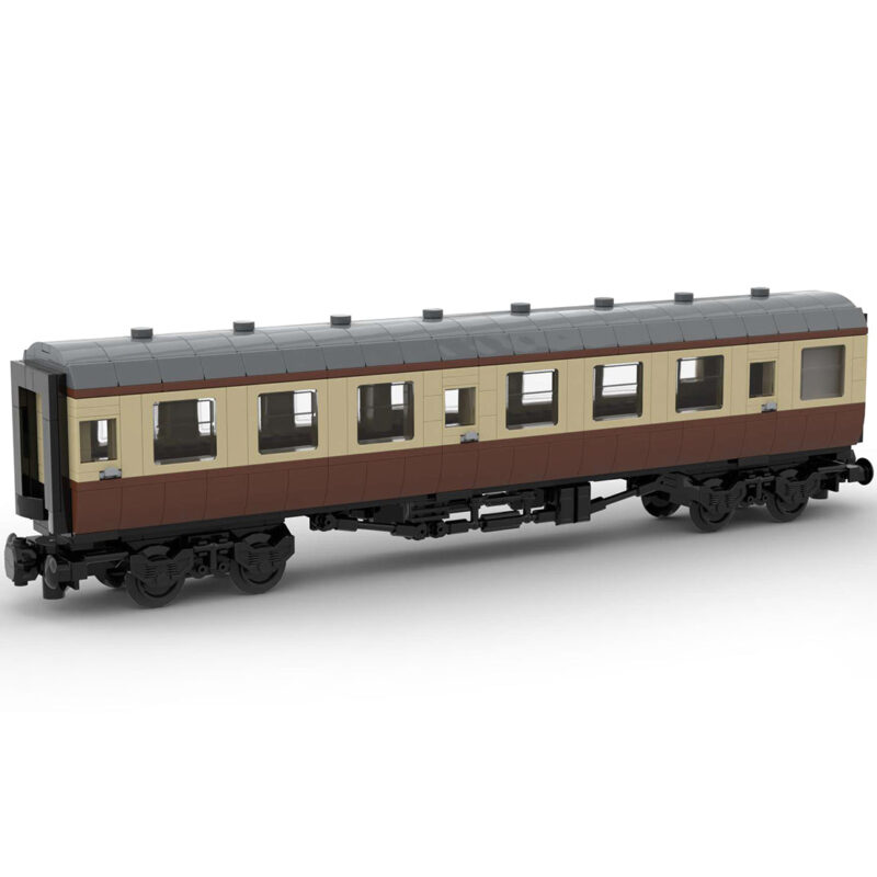 MOC-67504-6breite-statische-Version-British-Rail-Mark-1-Waggon-braun-ohne-bedruckte-Komponenten-Blockfiguren