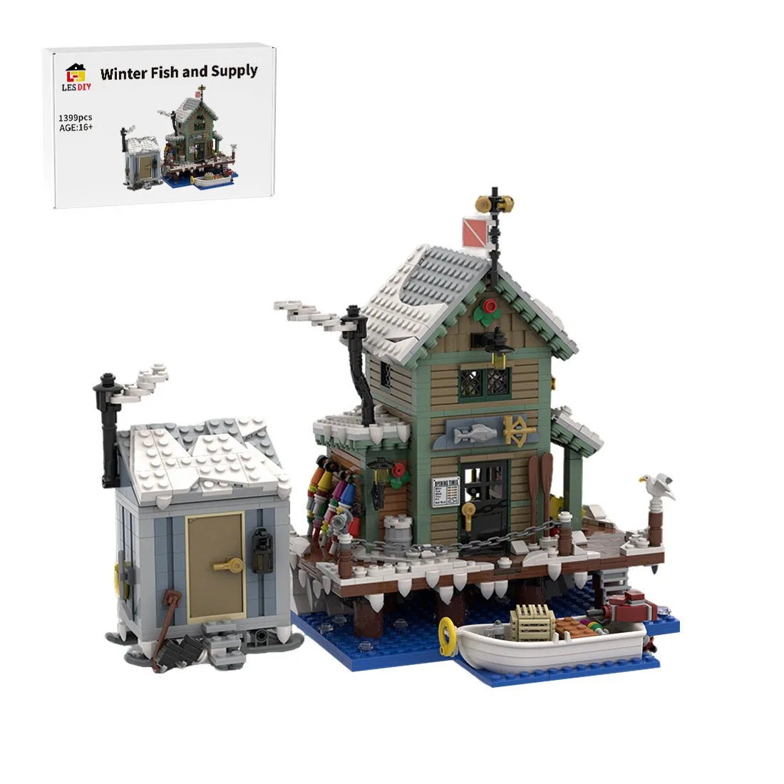 winter-fish-and-supply-building-blocks-setholiday-ice-fishing-shack-with-boat-animals-and-light-bricks-klemmbausteinelesdiyklemmbausteine-3478919