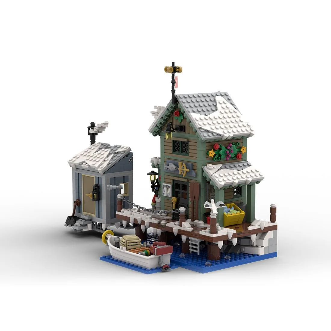 winter-fish-and-supply-building-blocks-setholiday-ice-fishing-shack-with-boat-animals-and-light-bricks-klemmbausteinelesdiyklemmbausteine-1298457