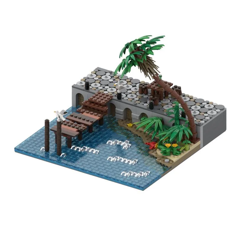 MOC-116560-Stone-Pier-with-Plank-Bridge-Klemmbausteine