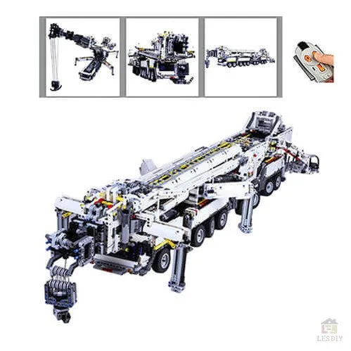 grosses-Liebherr-Kran-Modell-Klemmbausteine-Weiss